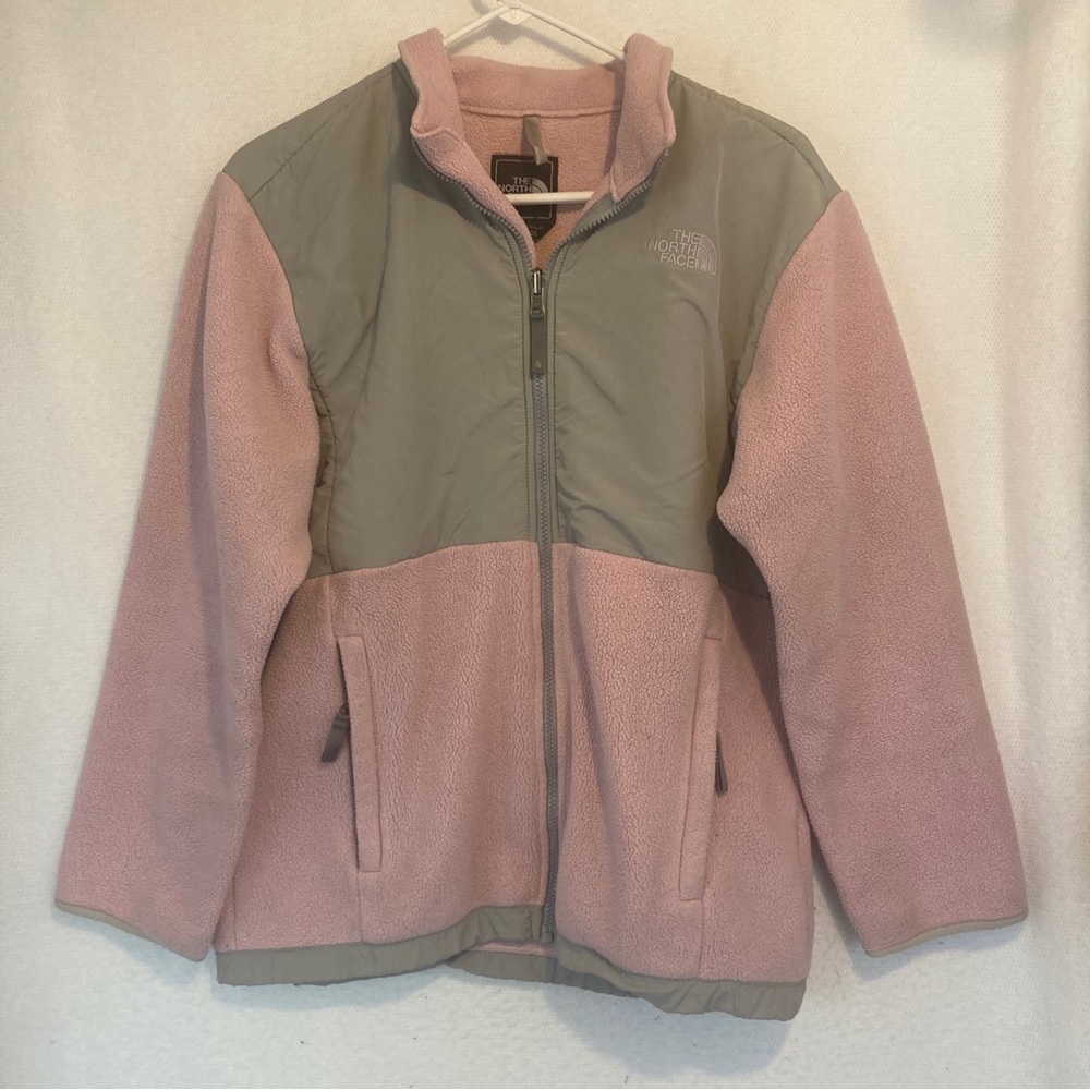 The North Face Jacket Girls Pink Full Zip Fleece Outdoor Hiking Size XL 14-16
